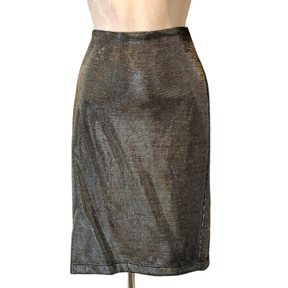 NEW XXI Gold Metallic Lurex Party Cocktail Pencil Skirt - Picture 2 of 7